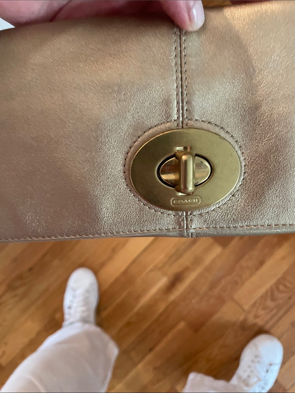 Coach Golden Metallic Turnlock Clutch - Picture 6 of 9